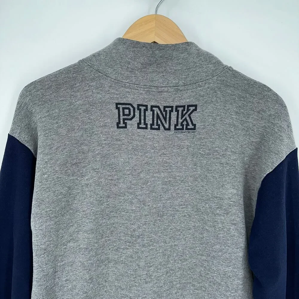 PINK University of Michigan Sweatshirt Half Zip Sequin Logo Pullover Sweatshirt